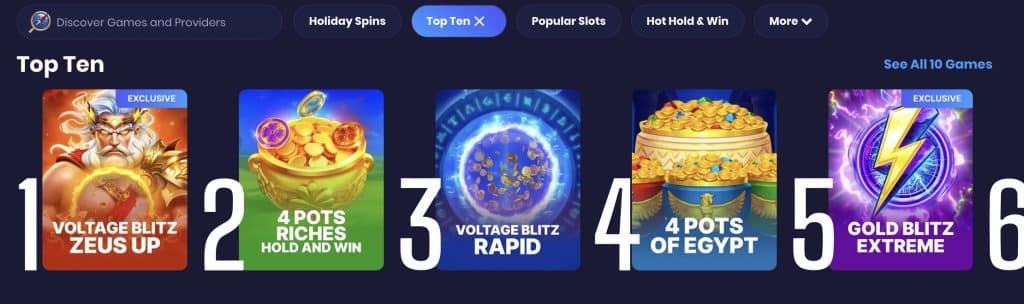 Spree Casino Top 10 Games