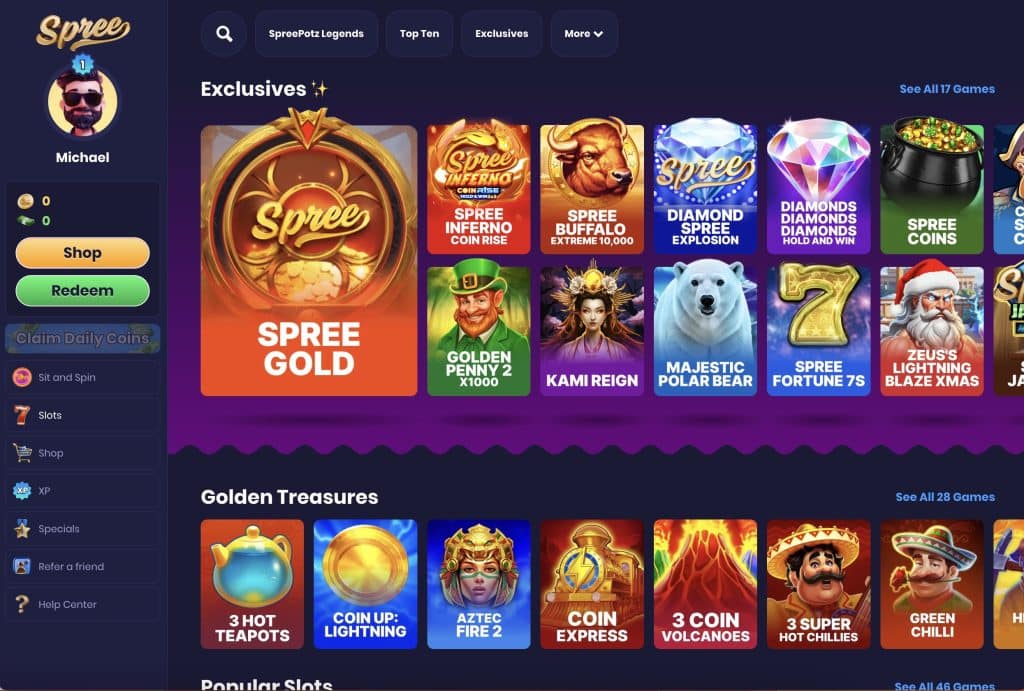 Spree Casino Exclusive Slots Screenshot